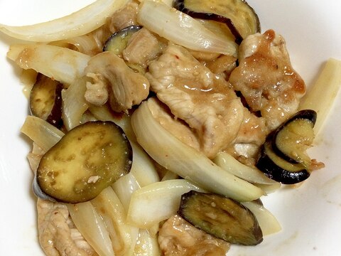 【豚肉薄切り】焼肉のたれ炒め★玉ねぎ・ナスと